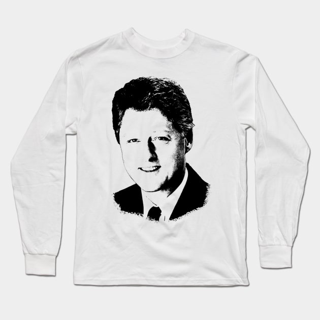 Bill Clinton Portrait Long Sleeve T-Shirt by phatvo